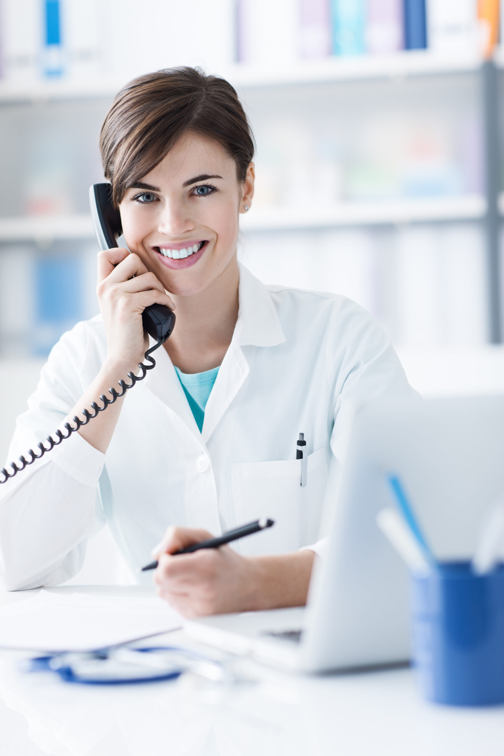 About BlueBird iT healthcare provider on the phone receiving IT tech support